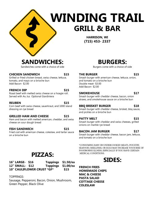 Food menu 2026